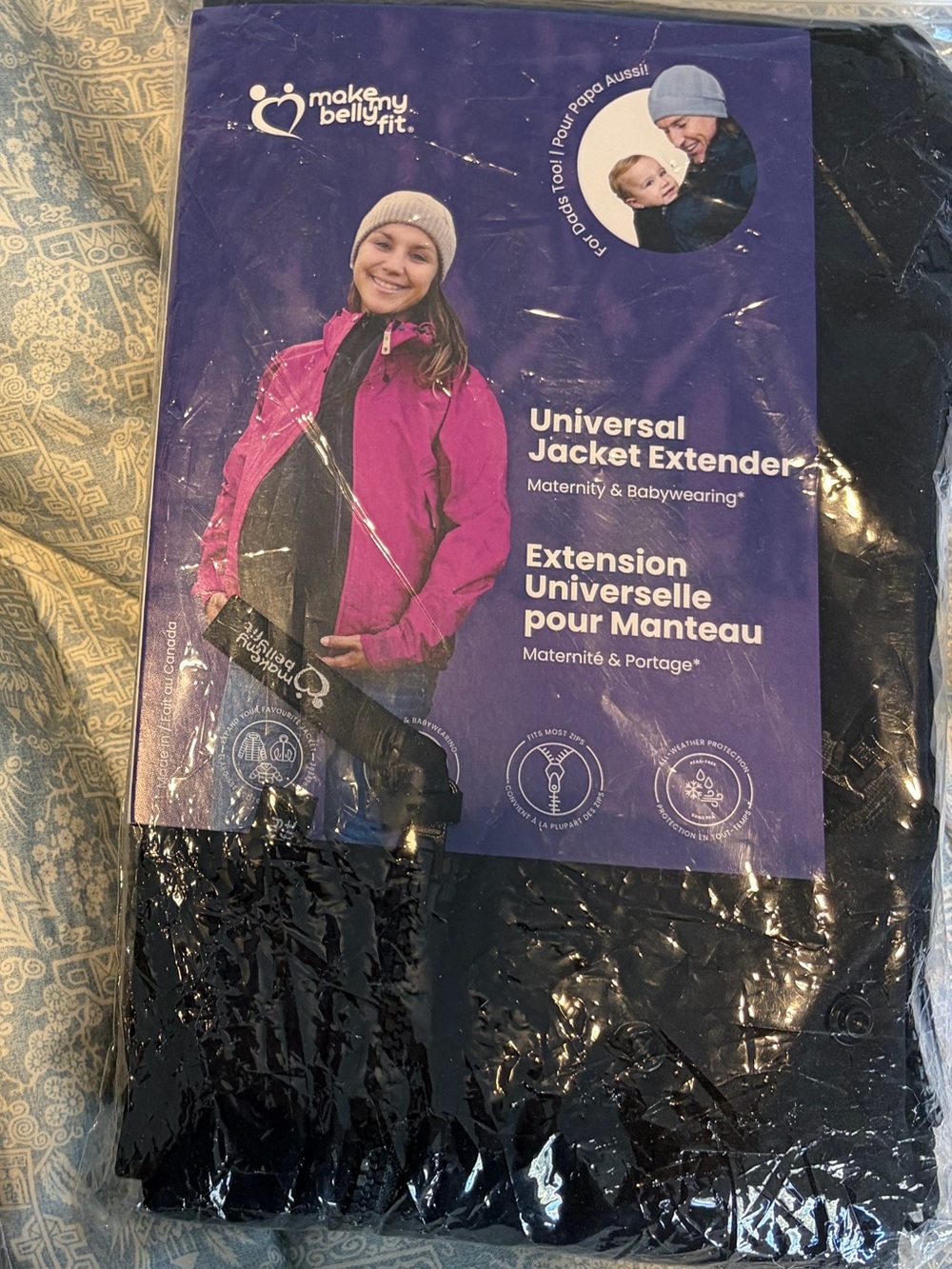 Makemybellyfit Universal Pregnancy and Babywearing Jacket Extender - Black